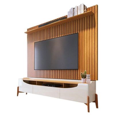 Rack Bancada Studio Com Painel Para Tv Loft 1.8 Off White Nature - Imcal