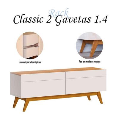 Rack Bancada Classic 2 Gavetas 1.4 Off White Nature - Imcal