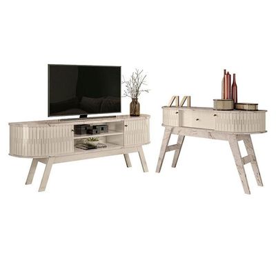 Rack Bancada Valência Com Aparador Estoril Calacata Off White - Madetec