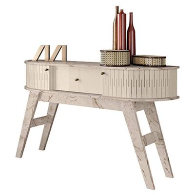 Rack Bancada Valência Com Aparador Estoril Calacata Off White - Madetec