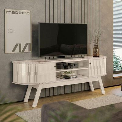 Rack Bancada Valência Com Aparador Estoril Calacata Off White - Madetec