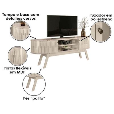 Rack Bancada Valência Com Aparador Estoril Calacata Off White - Madetec