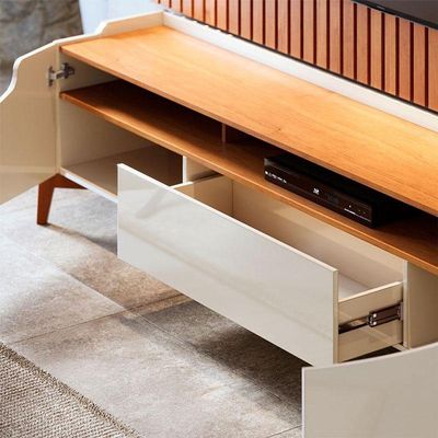 Rack Bancada Para Sala Ambiente Studio 1.8 Off White Nature - Imcal