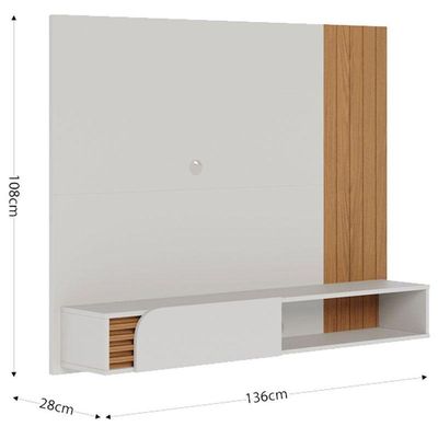 Painel Para Tv Home Suspenso Jurerê Off White Matte Freijó - Colibri