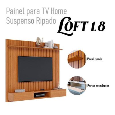 Painel Para Tv Home Suspenso Ripado Loft 1.8 Nature - Imcal