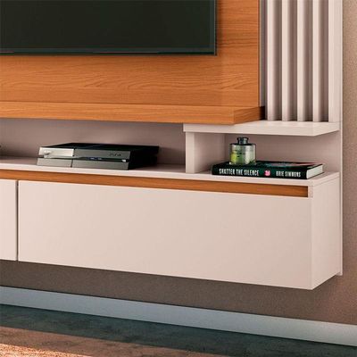 Painel Para Tv Home Suspenso Ambiente Cosmo Cinamomo Off White - Hb Móveis