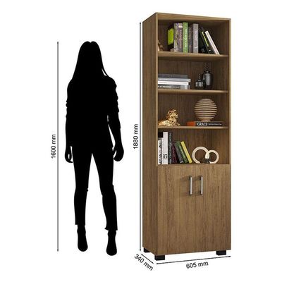 Mesa Para Computador Gávea E Livreiro Office Com Portas Pequenas Freijó - Móveis Leão