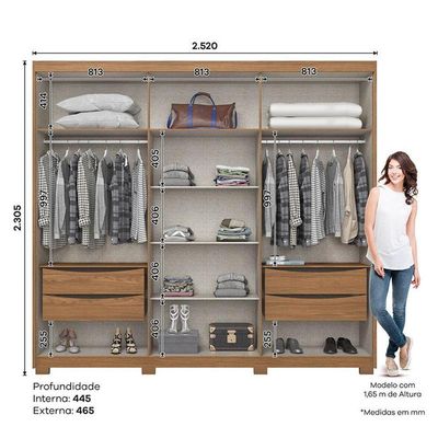 Guarda Roupa Casal Norton 6 Portas Nature Off White - Henn