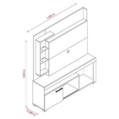 Estante Home Theater ícaro Com Mesa De Centro Frizz Cinamomo Off White