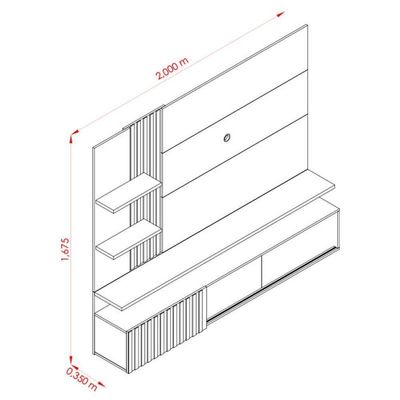 Estante Home Theater Suspenso Atena Cinamomo Off White - Madetec