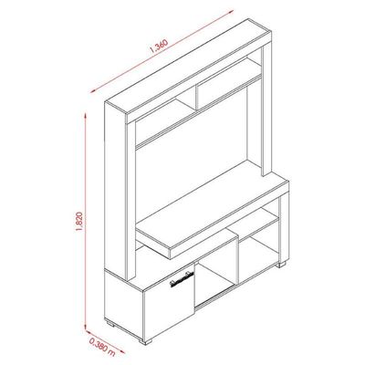 Estante Home Theater Flávia Com Aparador Frizz Cinamomo Off White
