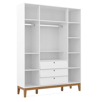 Berço Americano E Guarda Roupa Unique 4 Portas Branco Soft Eco Wood Com Colchão Ortobom - Matic