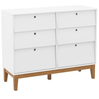 Berço Americano E Cômoda 6 Gavetas Unique Branco Soft Eco Wood Com Colchão Ortobom - Matic