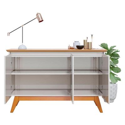 Aparador Para Sala Buffet Classic 3 Portas Off White Nature - Imcal