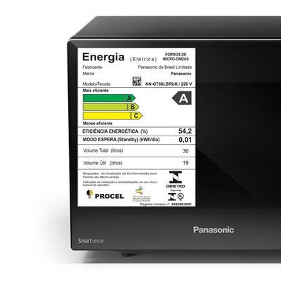 Micro-ondas Panasonic com Smartsense e Dupla Refeição 30L Preto - NN-GT68LBRU 220V