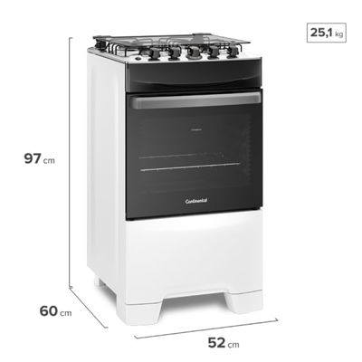 Fogão 4 Bocas Continental Branco Automático com TOPLimpaFácil (FC4IB) Premium Bivolt