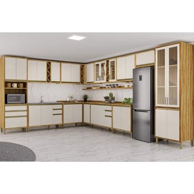 Armário de Cozinha Modulado Tempranillo c/ 3 Portas 120cm Amendoa/Off White - Ronipa