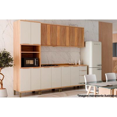 Armário de Cozinha Modulado Sauvignon c/ 2 Portas Canelada 80cm Amendoa - Ronipa