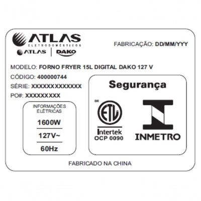 Forno Fryer Elétrico Dako Analógico 15Litros 1600W Inox 127V