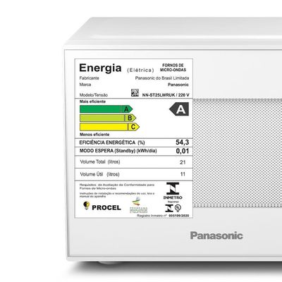 Microondas Panasonic Tecnologia Antibactéria Ag 21L Branco - NN-ST25LWRU 220V