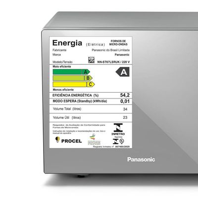 Micro-ondas Panasonic Tecnologia Antibactéria AG 34L Inox - ST67LSRU 220V