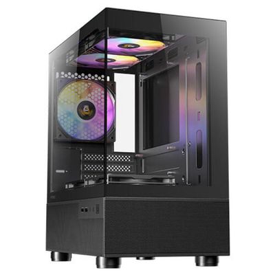 Gabinete Gamer ANTEC CX200M ARGB Painel Lateral Vidro TEMP MICRO-ATX/ITX com 3 FANS ARGB 120