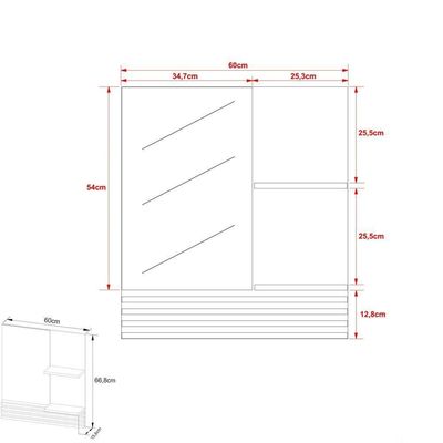 Espelheira Para Banheiro 60cm Multimóveis Cr10092 Amêndoa