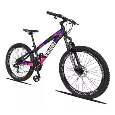 Bicicleta Vikingx Aro 26 Câmbios Shimanos 21v Preto Rosa
