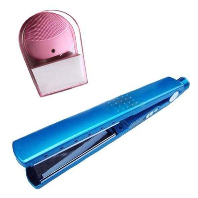 Kit 1 Prancha Nanotitanium + 1 Esponja Facial Rosa Bebê Nº26 Bivolt