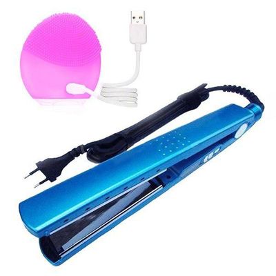 Kit 1 Prancha Nanotitanium + 1 Esponja Facial Rosa Bebê Nº26 Bivolt