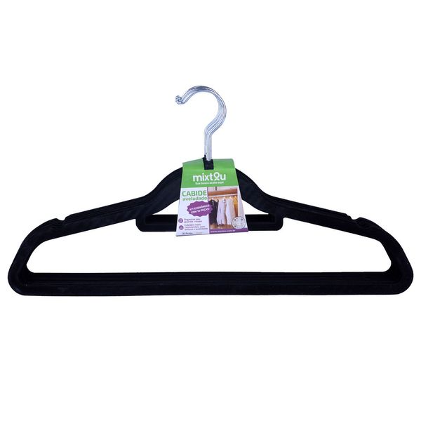 Conjunto de 10 Cabides Veludo Santana Preto