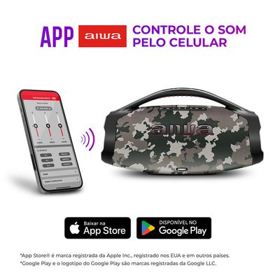 Caixa de Som Boombox Plus AIWA BBS-01-BG 200W BT 30H IP66 USB Cinza BIV