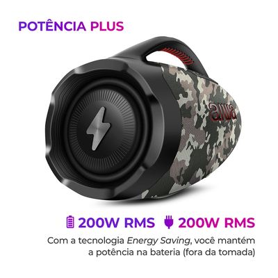 Caixa de Som Boombox Plus AIWA BBS-01-BG 200W BT 30H IP66 USB Cinza BIV