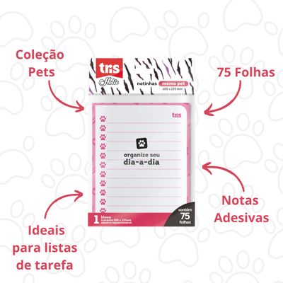 NOTA AUTOADESIVAS MEMO HOLIC PETS 125X100mm 75 FOLHAS - TRIS