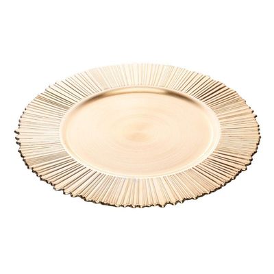 Sousplat Redondo De Plástico Solar Dourado 33cm Wolff