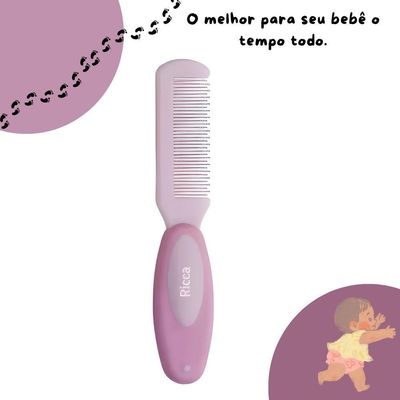 Pente De Cabelo Baby Rosa Infantil Bebê Com Pontas Arredondadas Ricca