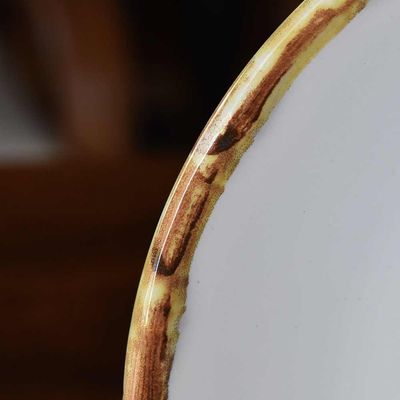 Jogo De Pratos 4 Rasos E 4 Sobremesa Borda Bambu Cerâmica Scalla 1ª Linha