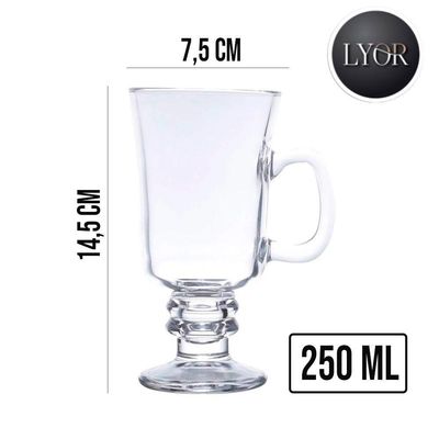 Jogo 8 Taças De Cappuccino Café Caneca Dolce Gusto Nespresso Vidro Transparente 250ml Lyor