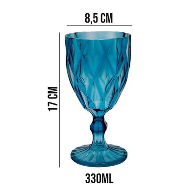 Jogo 2 Taças De Acrílico Azul Diamond Diamante Festa Piscina Plástico 330ml Lyor