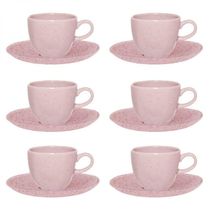 Conjunto de Xícara de Chá e Pires 06 Peças Pink Sand Oxford