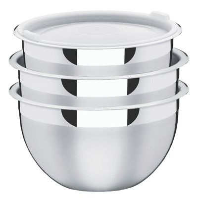 Jogo De Potes Cucina Em Aço Inox Com Tampa Plástica 3 Peças