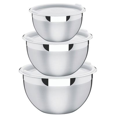 Jogo De Potes Cucina Em Aço Inox Com Tampa Plástica 3 Peças