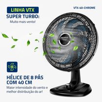 Ventilador Mesa Mondial - Turbo 8 Pás - VTX-40-CHROME