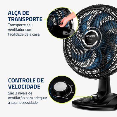 Ventilador Mesa Mondial - Turbo 8 Pás - VTX-40-CHROME 220V
