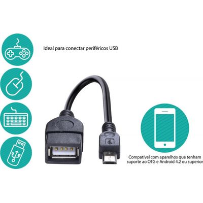 Adaptador USB Femea para Micro USB com Funcao OTG UFMU-OTG