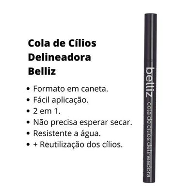 Cola De Cilios Delineadora Belliz - Cor Preta - 2681