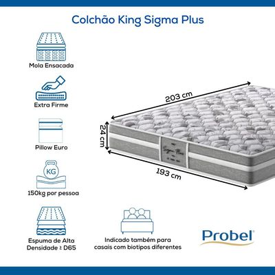 Colchão King Mola Ensacada Probel Sigma Plus (193x203x24cm)