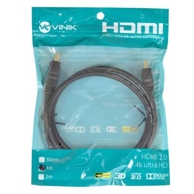Cabo HDMI 2.0 4K ULTRA HD 3D Conexao ETHERNET 2 Metros - H20-2