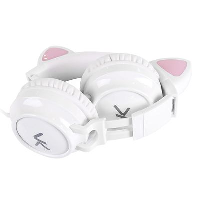 Fone Headset KITTY EAR - Orelha de Gato Branco com Microfone Cabo 1.2M PLUG P2 Estereo P3 - KE110B