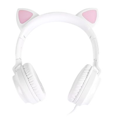 Fone Headset KITTY EAR - Orelha de Gato Branco com Microfone Cabo 1.2M PLUG P2 Estereo P3 - KE110B